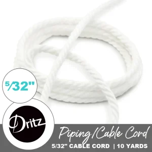 ⁵⁄₃₂" (3.9mm) White Piping/Cable Cord | 10 Yards