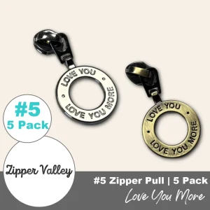 'Love You More' | Zipper Sliders with Pulls | Size #5 (5 Pack)
