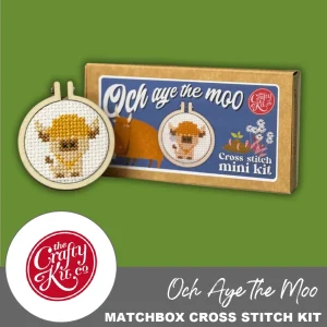 'och Aye the Moo' | Mini Matchbox Cross Stitch Kit
